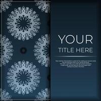 Dark blue invitation card template with white abstract ornament. Elegant and classic vector elements ready for print and typography.