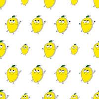 Lemon seamless pattern in flat style. Lemon sticker. Suitable for backgrounds, postcards, and wrapping paper. . vector