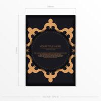 Dark postcard design with abstract vintage mandala ornament. vector