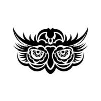 Owl face tattoo. Isolated on white background. Vector illustration.