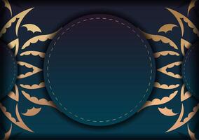 An ornate background with a circular frame and gold ornament vector