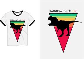 Rainbow t rex inc retro t shirt design vector