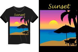 puesta de sol en la playa vector camiseta