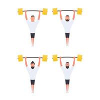 Athletes with raised barbells. Athlete Strong man set Isolated. Vector. vector