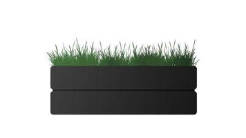 Black flowerbed with with green grass isolated on a white background. A windshield illustration. vector