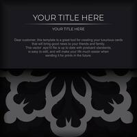 Dark postcard design with abstract silvery ornament. Elegant and classic vector elements are great for decoration.