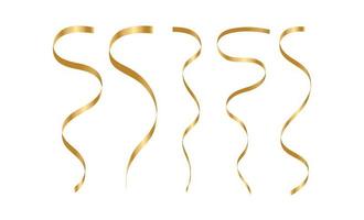 Gold shiny gradient twisted ribbons set. Decoration for New Year, Christmas, Wedding ceremony, party, holiday vent. Vector illustration