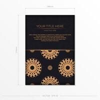 Dark postcard design with abstract vintage mandala ornament. Can be used as background and wallpaper. Elegant and classic vector elements are great for decoration.