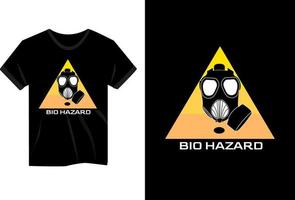 diseño de camiseta vintage de máscara de gas de peligro biológico vector