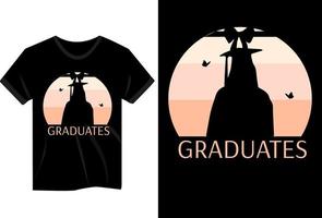 diseño de camiseta vintage de silueta de graduados vector