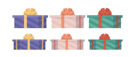 conjunto de regalos multicolores en un estilo plano. cajas de regalo. adecuado para diseños sobre el tema de año nuevo, cumpleaños o día de san valentín. aislado. vector. vector