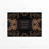 A black and gold business card with an ornate pattern vector