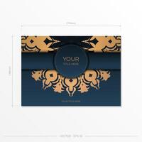 Dark blue invitation card template with abstract ornament. Elegant and classic elements ready for print and typography. Vector illustration.