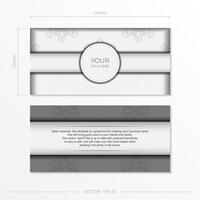 Luxurious white rectangular invitation card template with vintage abstract ornament. Elegant and classic vector elements are great for decoration.