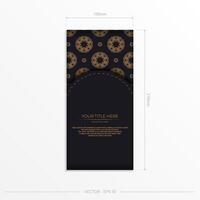 Black luxury invitation card design with vintage Indian ornament. Can be used as background and wallpaper. vector