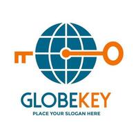 Globe or earth key vector logo template. This design use planet symbol. Suitable for internet, world and business.