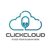 Click cloud vector logo template. This design use mouse symbol. Suitable for technology and hosting.