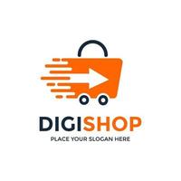 Digital shop vector logo template.