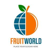 Fruit world vector logo template. This design use globe symbol. Suitable for food business.