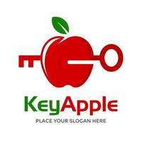 Key apple vector logo template. This design use fruit symbol. Suitable for health and nutrition.