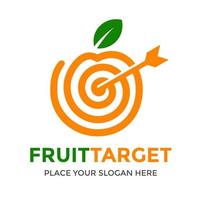 plantilla de logotipo de vector de destino de fruta. este diseño utiliza el símbolo naranja y de flecha. Apto para negocio de nutrición.