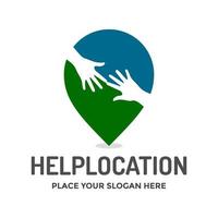 Help location or zone vector logo template. This design use giving hand symbol. Suitable for social business.