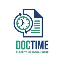 Document time vector logo template. This design use clock and paper symbol. Suitable for business.