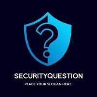 Security question vector logo template. This design use shield symbol. Suitable foe technology.