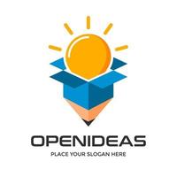 Open idea vector logo template. This design use box and pencil symbol. Suitable for education.