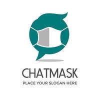 Chat mask vector logo template. This design use speak symbol. Suitable for prevention.