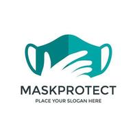 Mask protect vector logo template. This design use hand symbol. Suitable for medical.