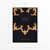 Dark postcard design with abstract vintage mandala ornament. Elegant and classic vector elements ready for print and typography.