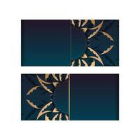 Greeting Brochure template with gradient blue color with greek gold pattern for your congratulations. vector
