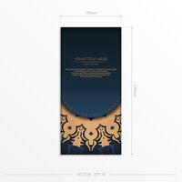 Dark blue postcard template with abstract mandala ornament. Elegant and classic elements ready for print and typography. illustration. vector