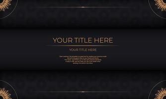 Black banner template with luxury ornaments and place for your text. Print-ready invitation design with vintage ornaments. vector
