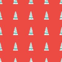 Christmas tree pattern on red background vector