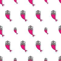 Fish seamless pattern in flat style. Fish sticker. Suitable for backgrounds, postcards, and wrapping paper. . vector
