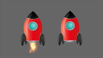 The rocket takes off. Red rocket isolated on a gray background. Suitable for motivation, career growth and achievement. Vector. vector