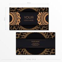 Template Black Presentable Business Cards. Decorative business card ornaments, oriental pattern, illustration. vector