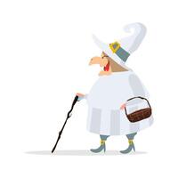 Witch in a white robe. Witch in a white hat. Good for a Halloween-themed dihain. Isolated. Vector. vector