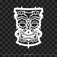 Totem in the shape of a face made of patterns. The contour of the face or mask of a warrior. Polynesian, Hawaiian or Maori patterns. For T-shirts, prints and tattoos. vector