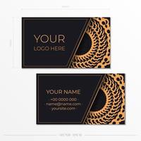 Black presentable Business cards. Decorative business card ornaments, oriental pattern, illustration. Ready to print, meet the printing needs vector