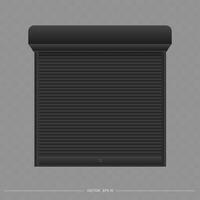 Black Roller shutter on the euro window. Realistic euro window with roller shutters . vector