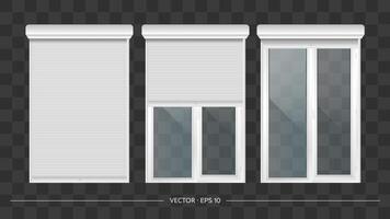 Roller shutter on the euro window. Realistic euro window with roller shutters vector. vector