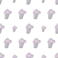 Seamless pattern with cupcake. Festive cupcake in a flat style. Endless background. Good for backgrounds, postcards and wraps designs. . vector