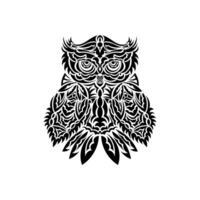 Owl from Polynesian patterns. Isolated on white background. Vector illustration.