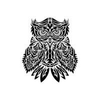 Owl from Polynesian patterns. Isolated on white background. Vector illustration.