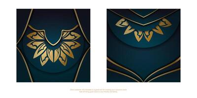 Two banners with gold and blue designs vector