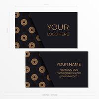 Template Black Presentable Business Cards. Decorative business card ornaments, oriental pattern, illustration. Ready to print, meet the printing needs vector