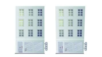 Two buildings with windows on the side of each building vector